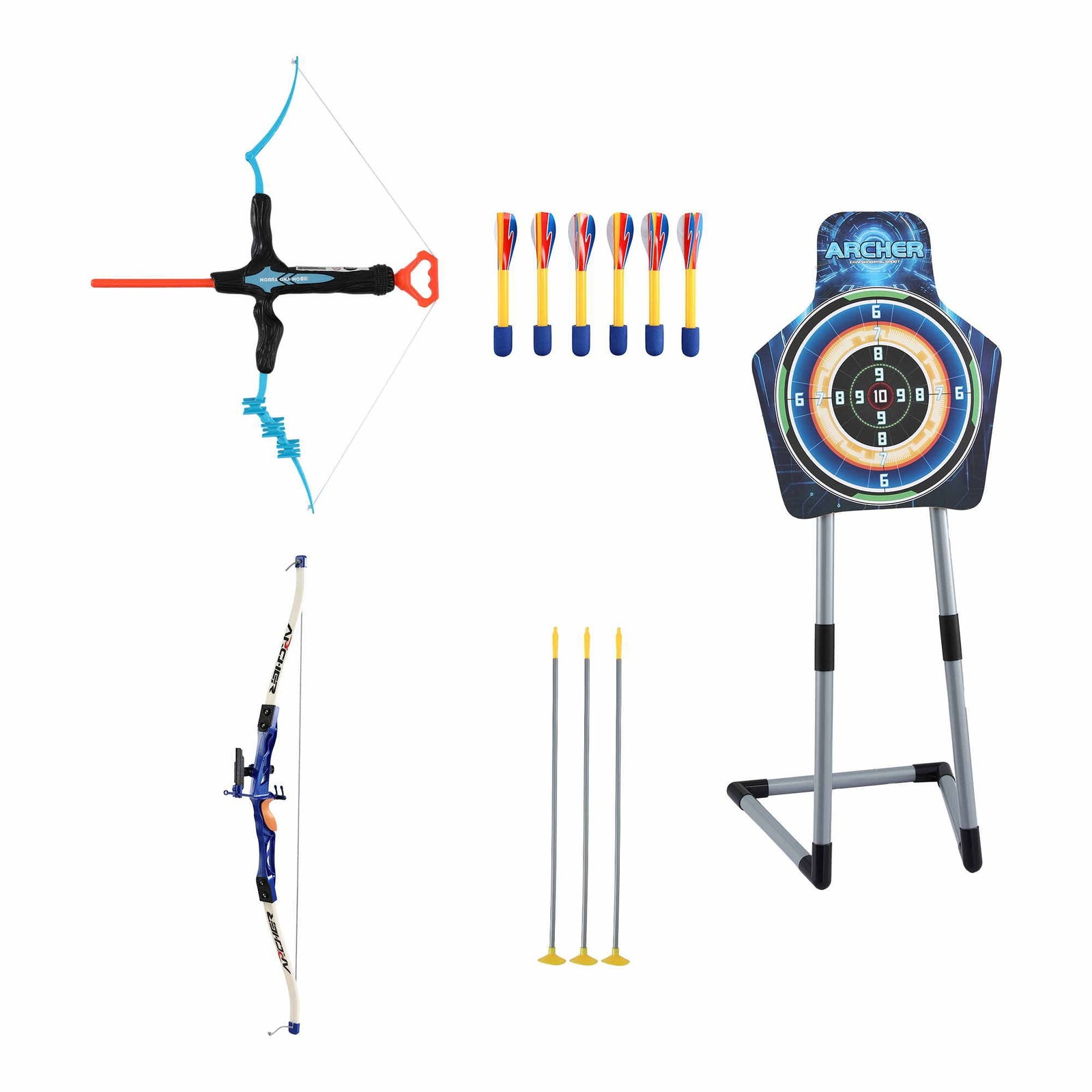 Kids Bow & Arrow Set – Standing Target, Suction Arrows, Archery Toy