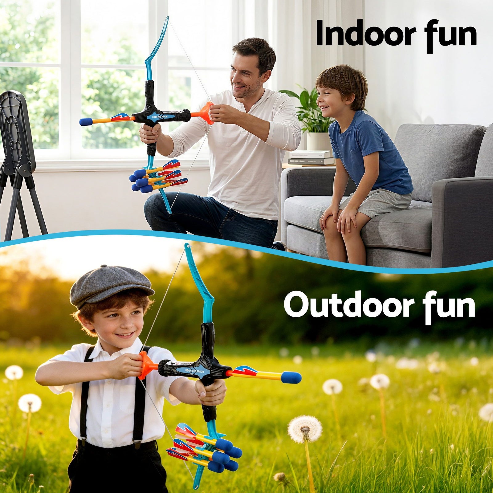 Kids Bow and Arrow Set Outdoor Sport Game Archery Toys 6 Arrows Children Gifts