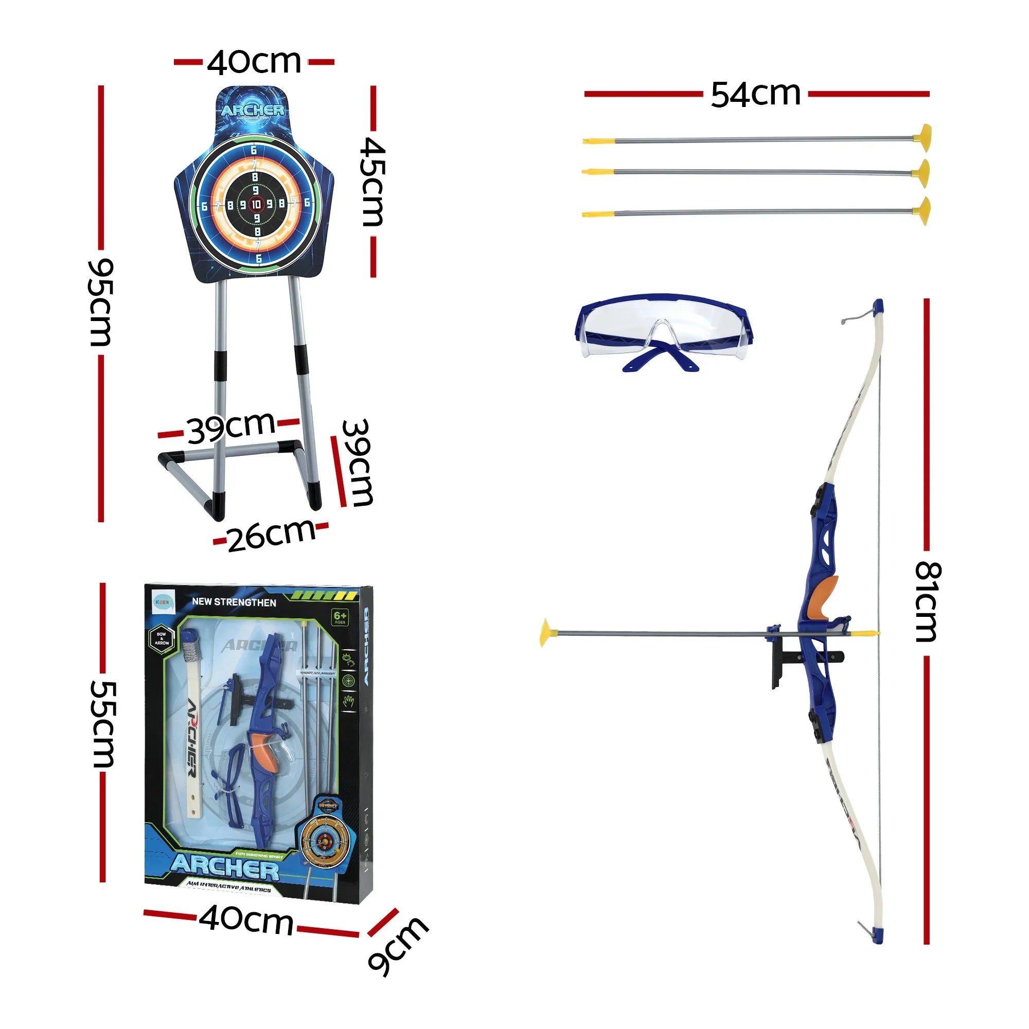 Kids Bow and Arrow Set Toy Archery Standing Target Suction Cup Arrows Goggles
