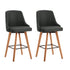 2x Bar Stools Kitchen Dining Chairs Wooden Stool Linen Grey