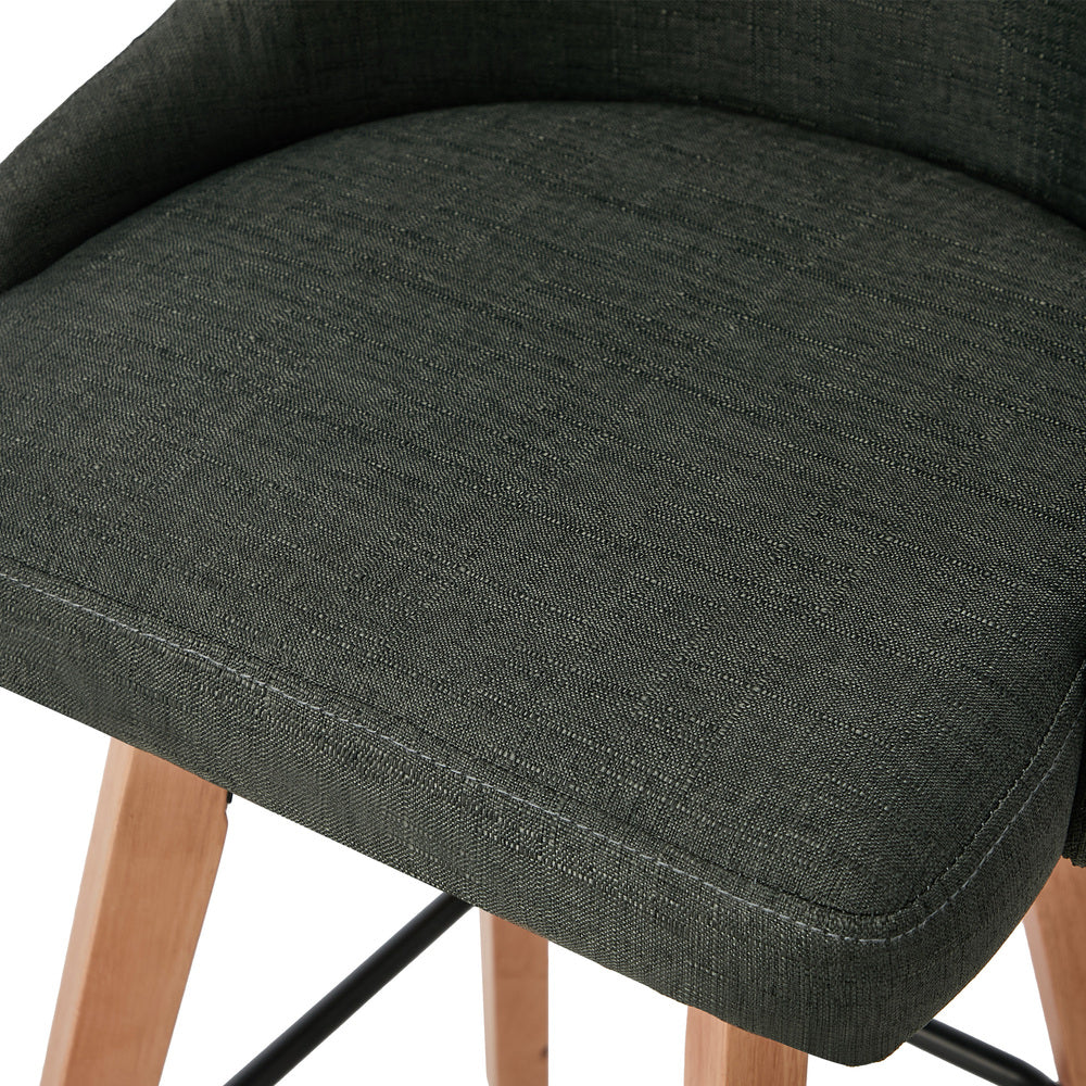 4x Bar Stools Kitchen Dining Chairs Wooden Stool Linen Grey