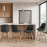 4x Bar Stools Kitchen Dining Chairs Wooden Stool Linen Grey