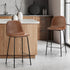 Oikiture 2x Bar Stools Kitchen Dining Chair PU Leather Brown