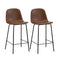 Oikiture 2x Bar Stools Kitchen Dining Chair PU Leather Brown
