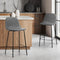 Set of 2 Bar Stools PU Leather Grey Kitchen Counter Chairs