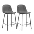 Oikiture 2x Bar Stools Kitchen Dining Chair PU Leather Grey