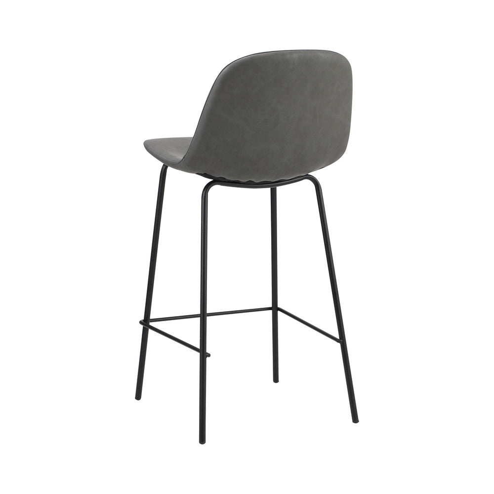 4x Bar Stools Kitchen Dining Chair PU Leather Grey