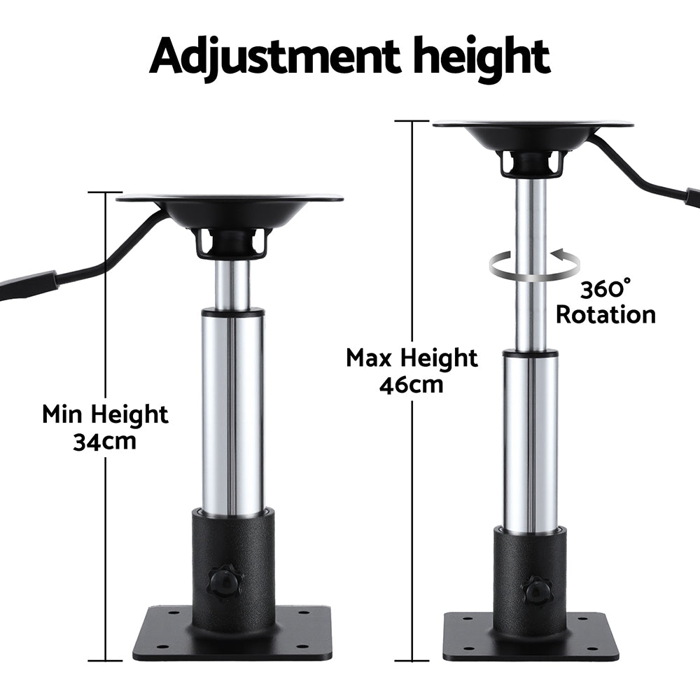 Boat Seat Pedestal 34-46cm Adjustable Gas Lift 360 Degrees Swivel