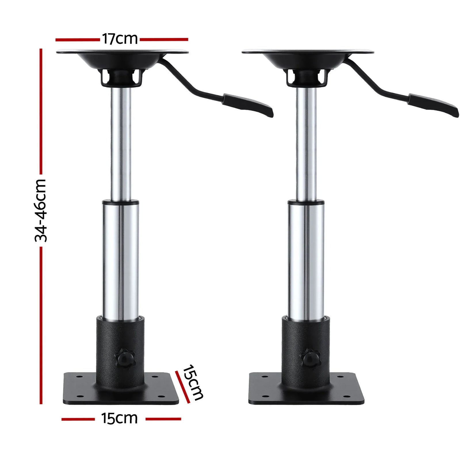 Boat Seat Pedestal 34–46cm Adjustable Gas Lift 360 Degrees Swivel 2 Pack