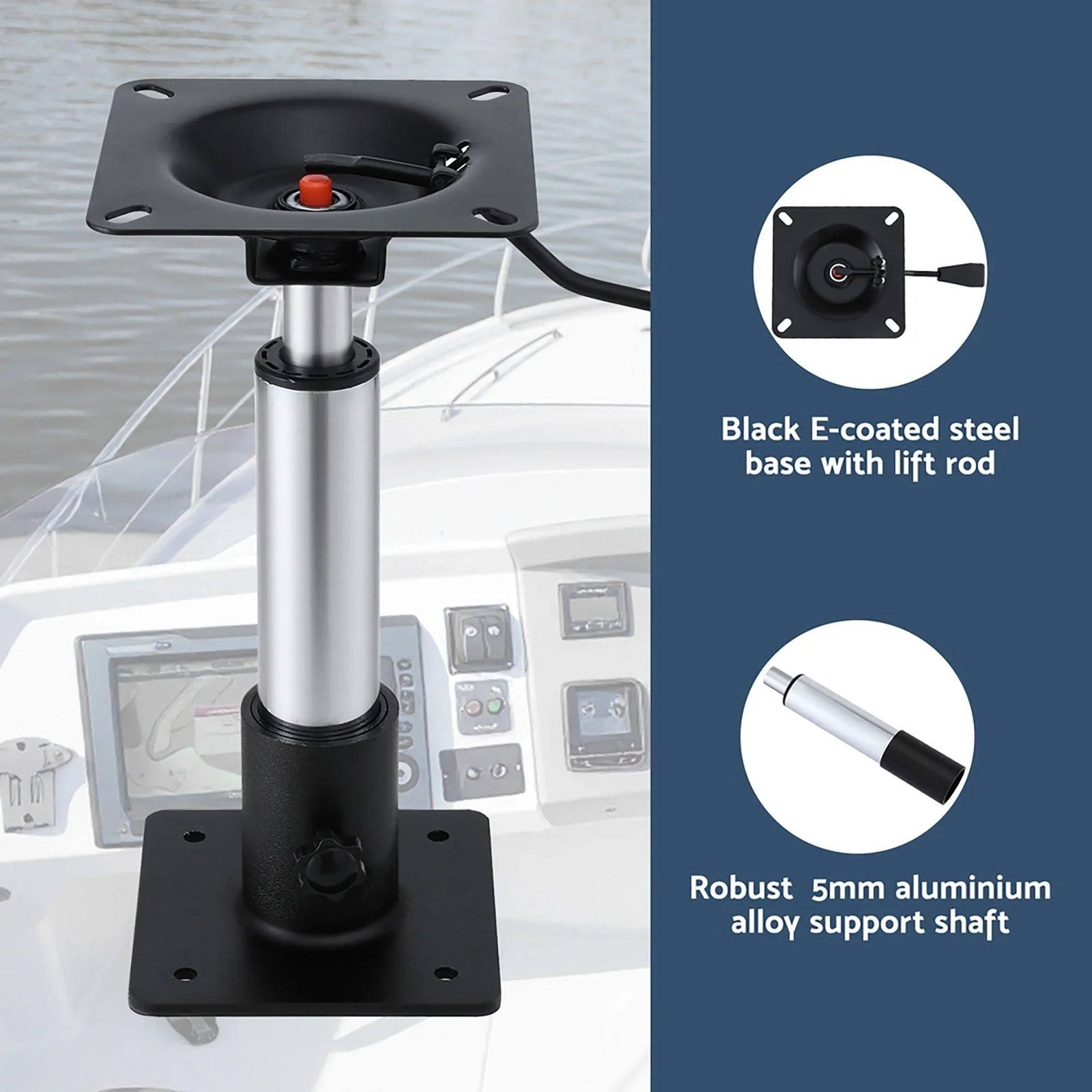 Boat Seat Pedestal 34–46cm Adjustable Gas Lift 360 Degrees Swivel 2 Pack