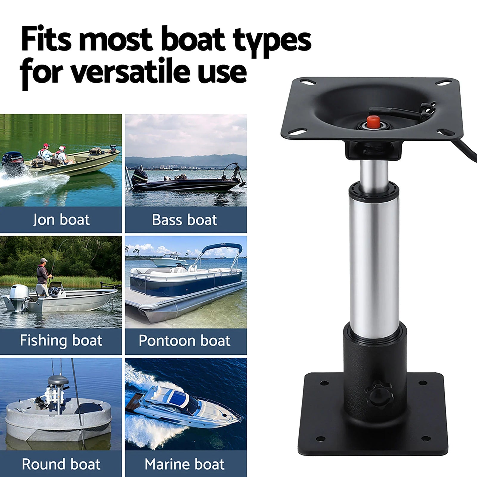 Boat Seat Pedestal 34–46cm Adjustable Gas Lift 360 Degrees Swivel 2 Pack