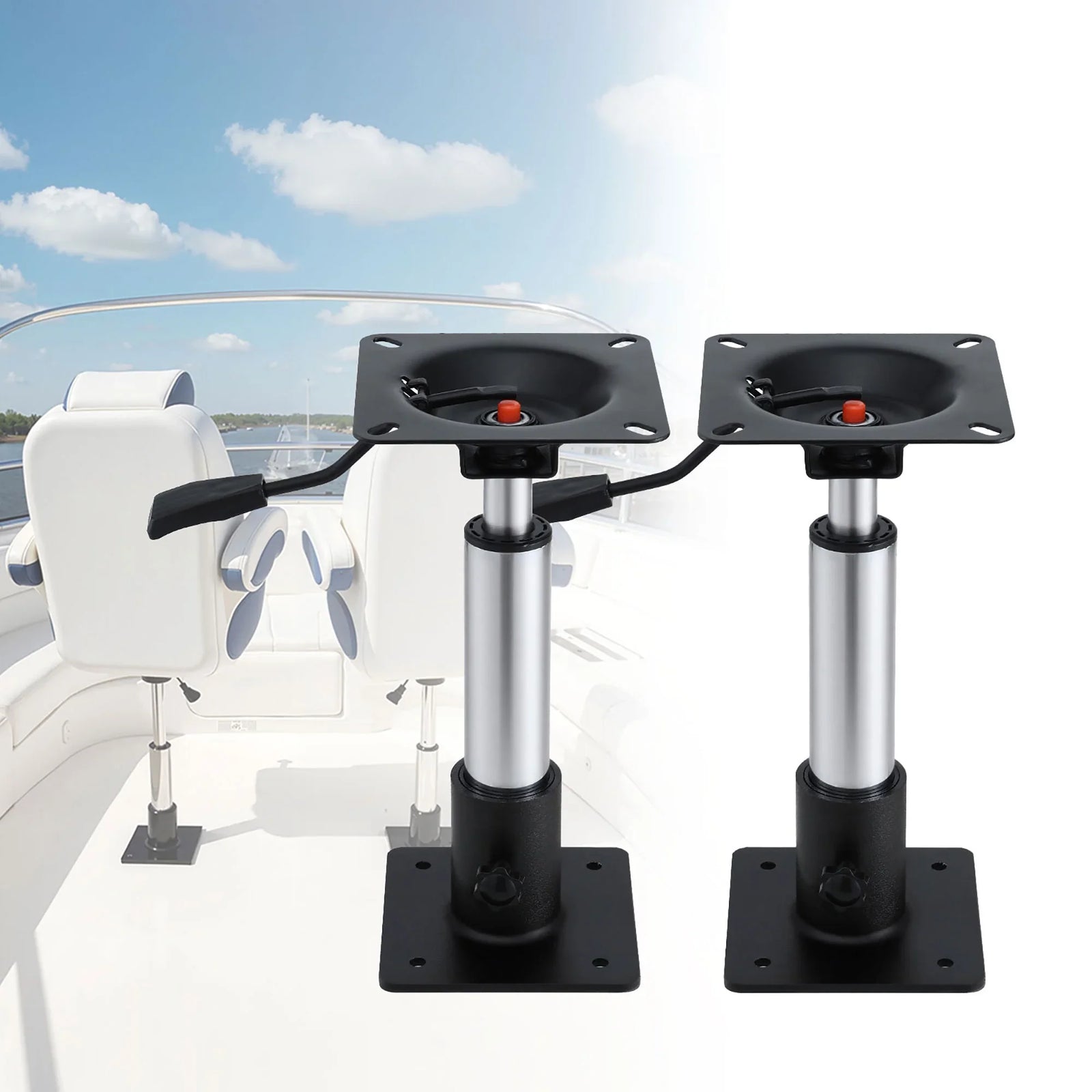 Boat Seat Pedestal 34–46cm Adjustable Gas Lift 360 Degrees Swivel 2 Pack