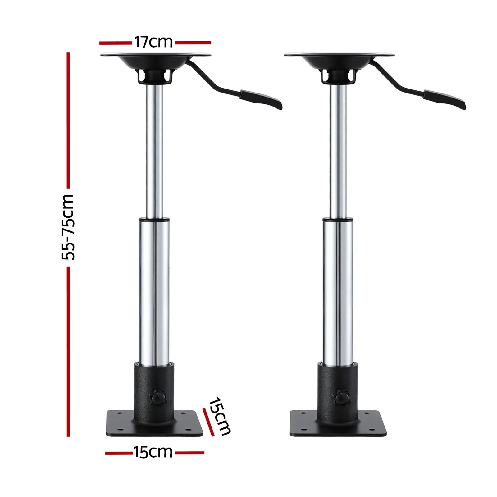 Boat Seat Pedestal 55–75cm Adjustable Gas Lift 360 Degrees Swivel 2 Pack