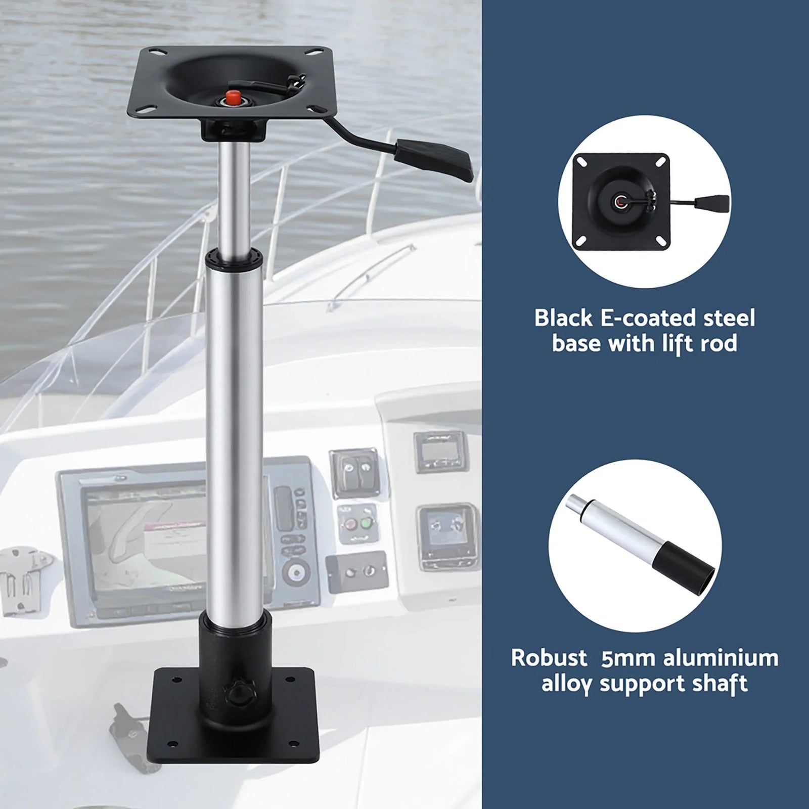 Boat Seat Pedestal 55–75cm Adjustable Gas Lift 360 Degrees Swivel 2 Pack