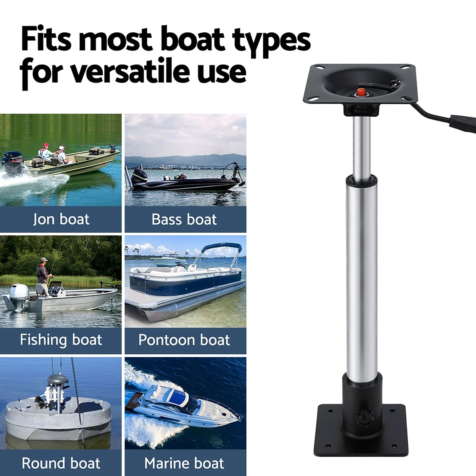 Boat Seat Pedestal 55–75cm Adjustable Gas Lift 360 Degrees Swivel 2 Pack