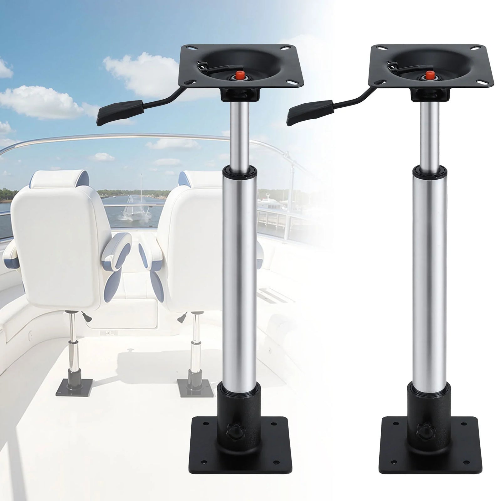 Boat Seat Pedestal 55–75cm Adjustable Gas Lift 360 Degrees Swivel 2 Pack