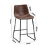 4X Bar Stools Leather Padded Stool Brown