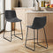 Bar Stools Set of 2 Grey Faux Leather Modern Kitchen Bar Chairs