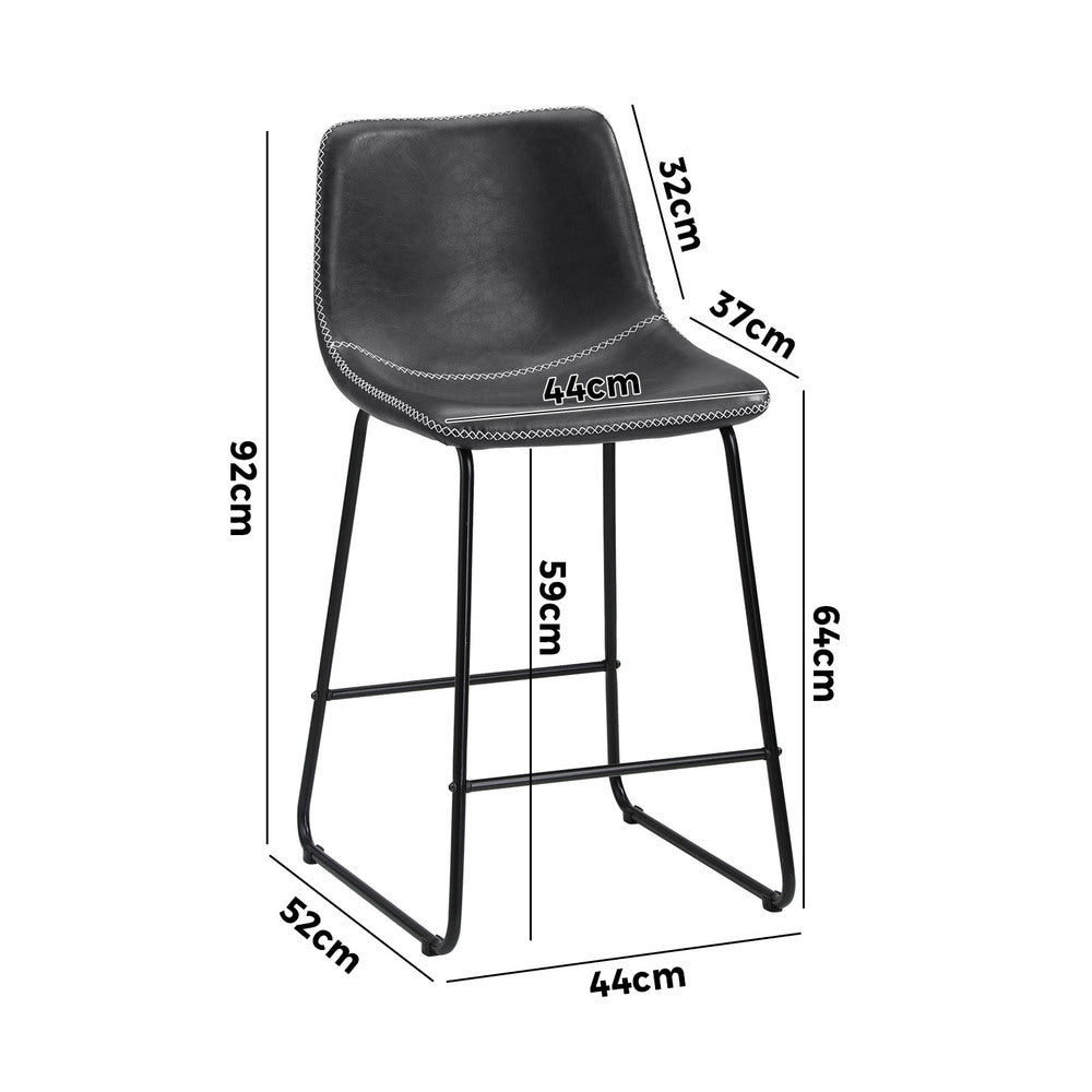 2x Bar Stools Steel Stool Modern Grey