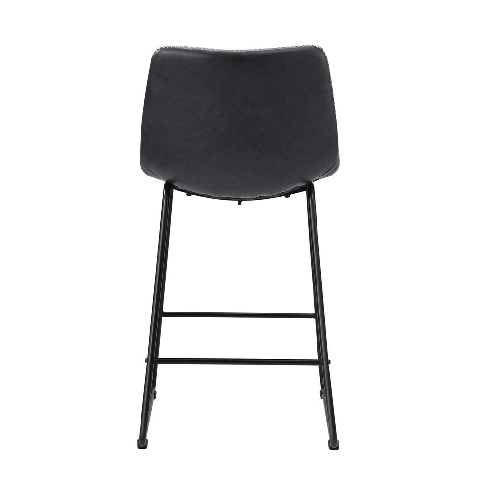 4x Bar Stools Kitchen Stool Metal Leather Grey