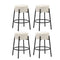 Oikiture 4x Bar Stools Kitchen Round Stool Boucle Fabric White