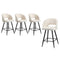 Oikiture 4x Bar Stools Kitchen Dining Chair Boucle White SURA
