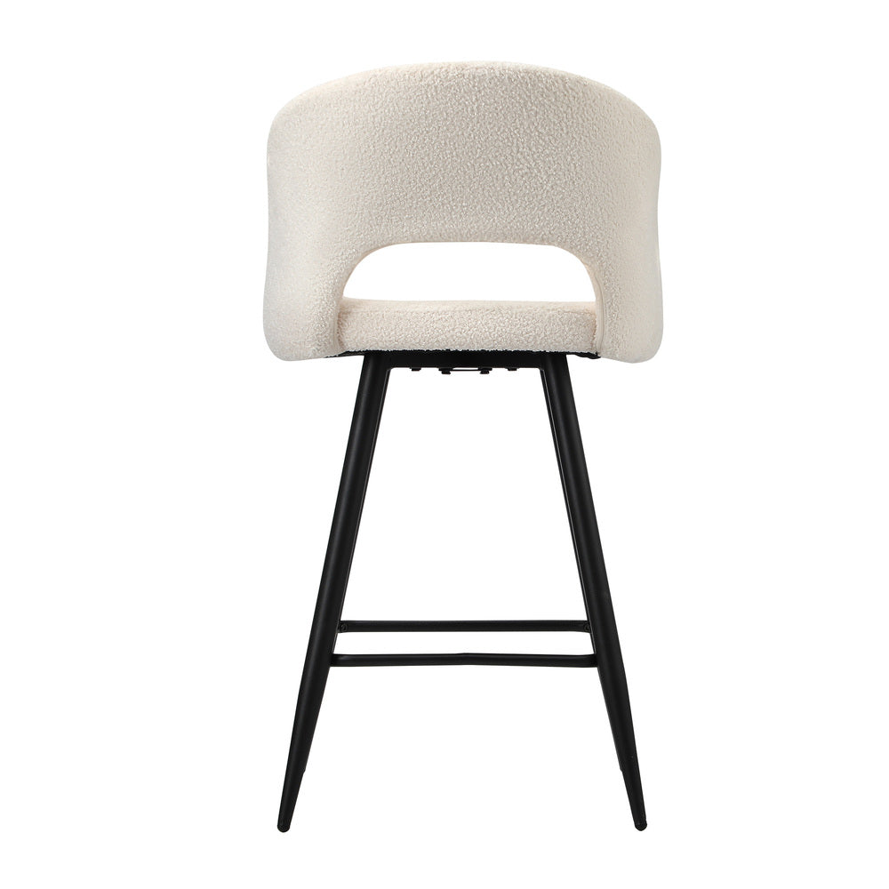 Oikiture 4x Bar Stools Kitchen Dining Chair Boucle White SURA