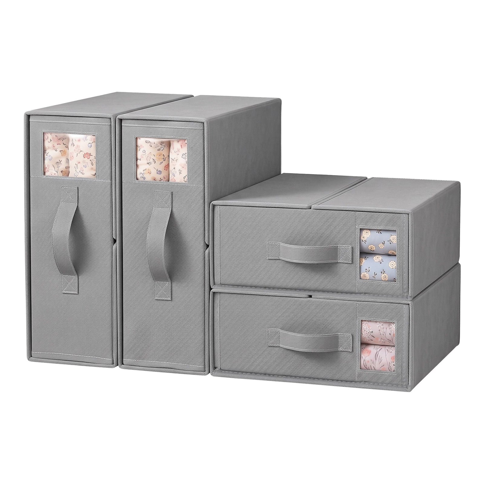 Bed Sheet Organisers Box Set 4Pcs Storage King Size Bedding Foldable Grey