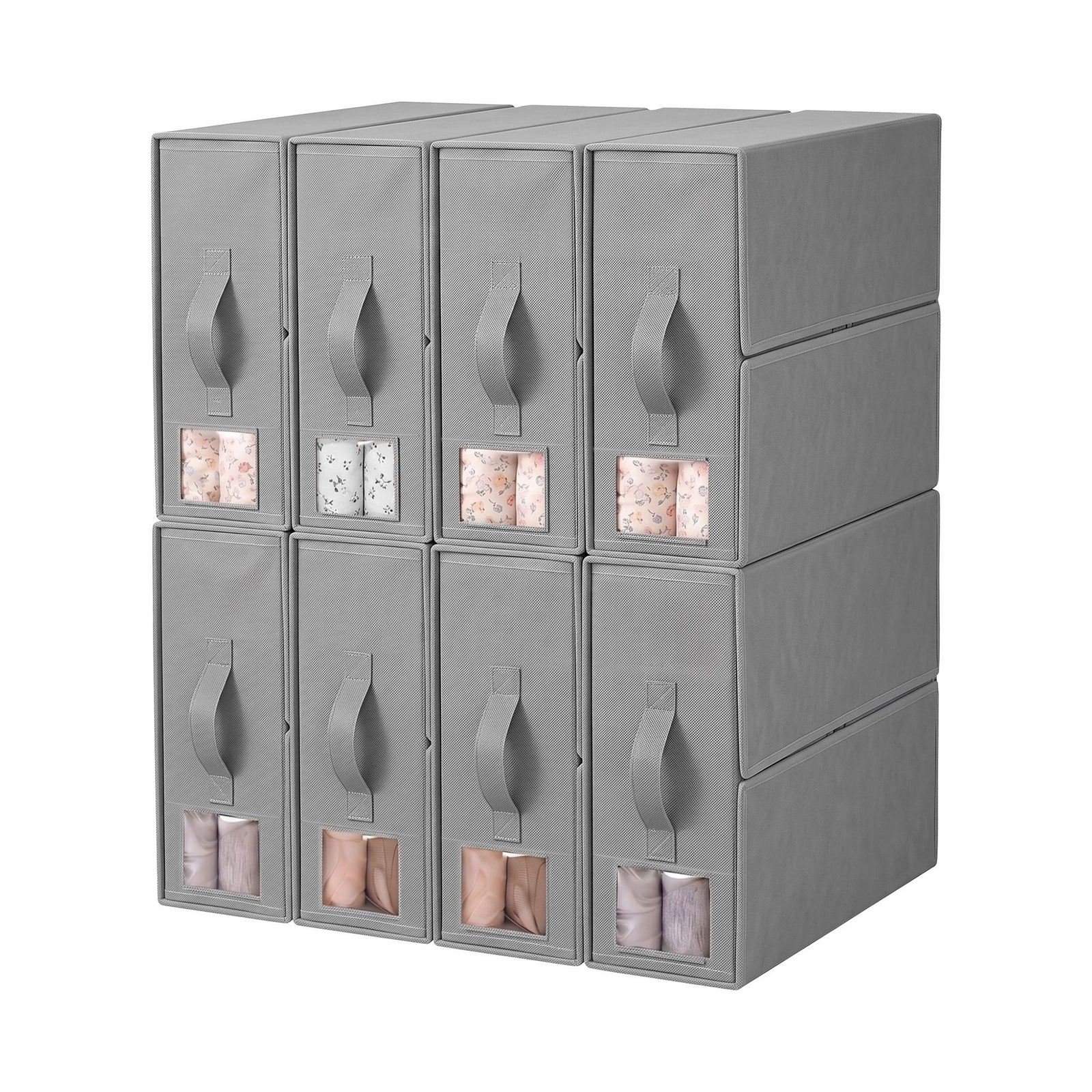 Bed Sheet Organisers Box Set 8Pcs Storage King Size Bedding Foldable Grey
