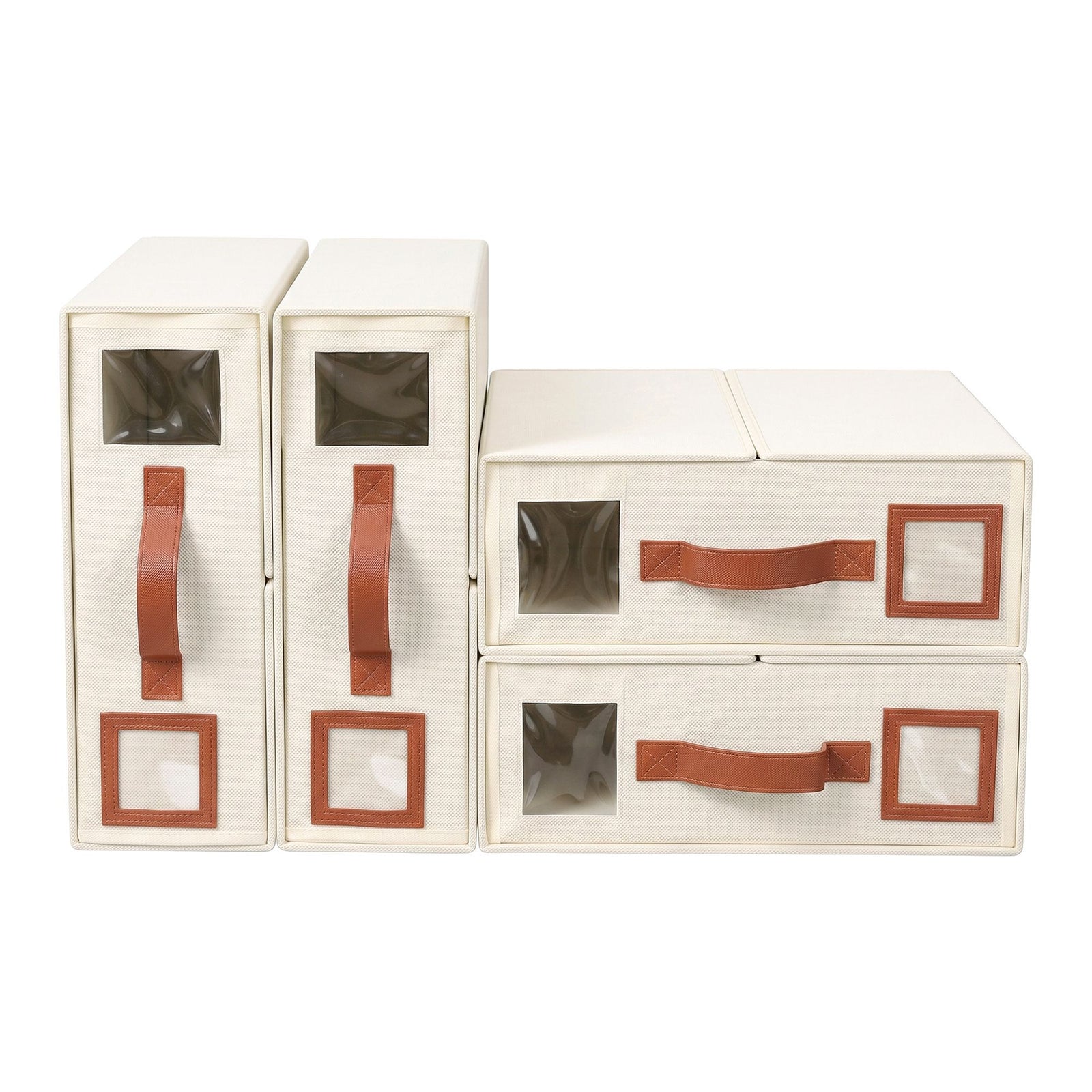 Bed Sheet Organisers Box 4Pcs Storage King Size Bedding Foldable Beige