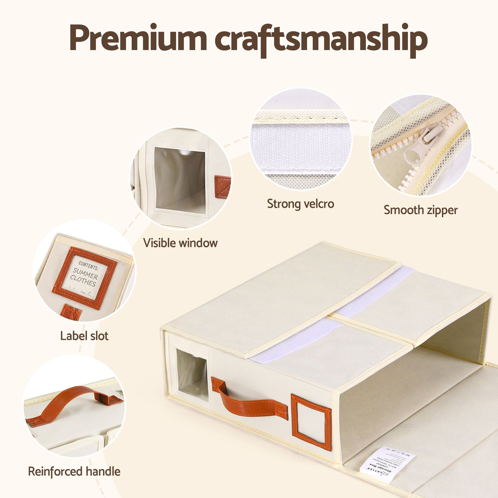 Bed Sheet Organisers Box 4Pcs Storage King Size Bedding Foldable Beige