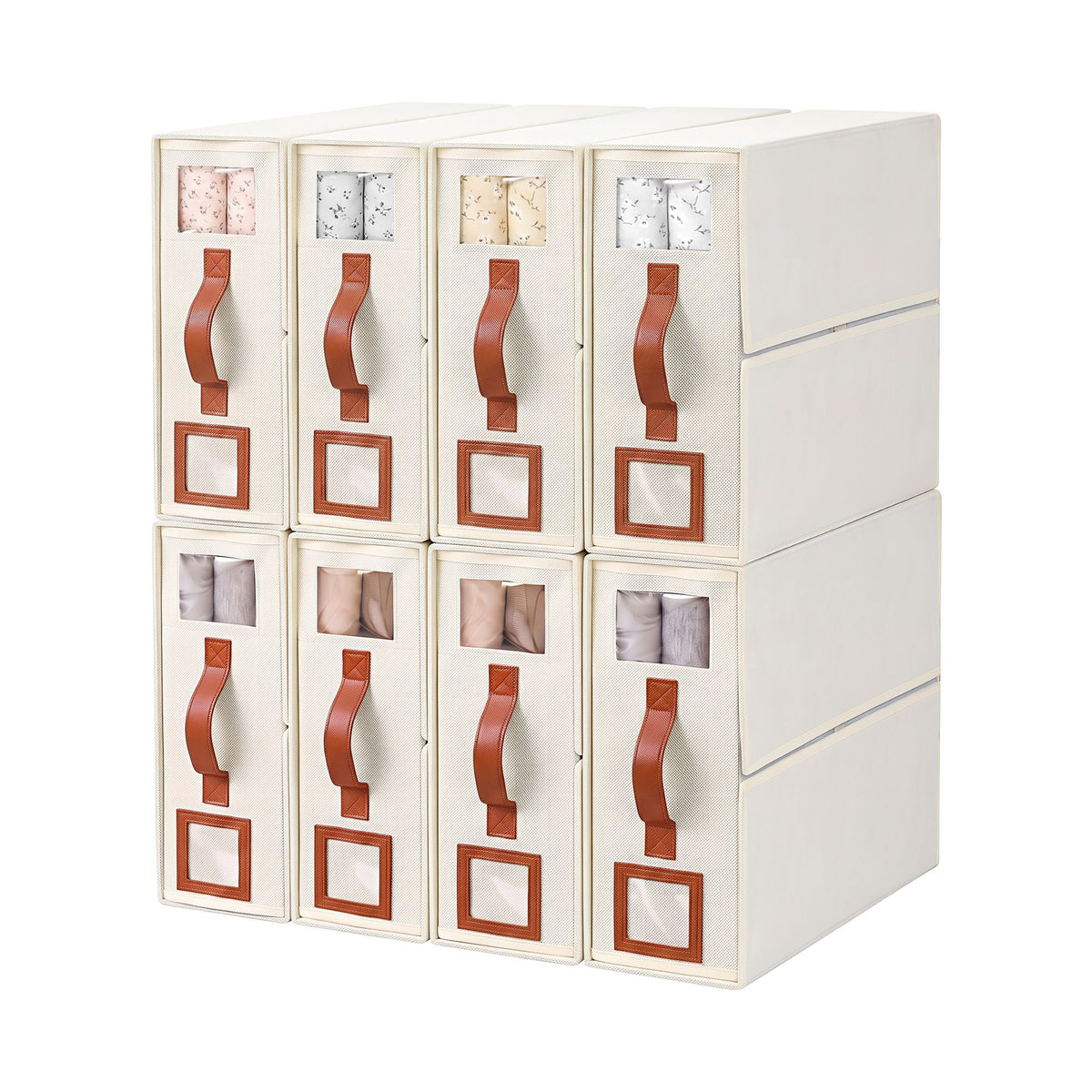 Bed Sheet Organisers Box 8Pcs Storage King Size Bedding Foldable Beige