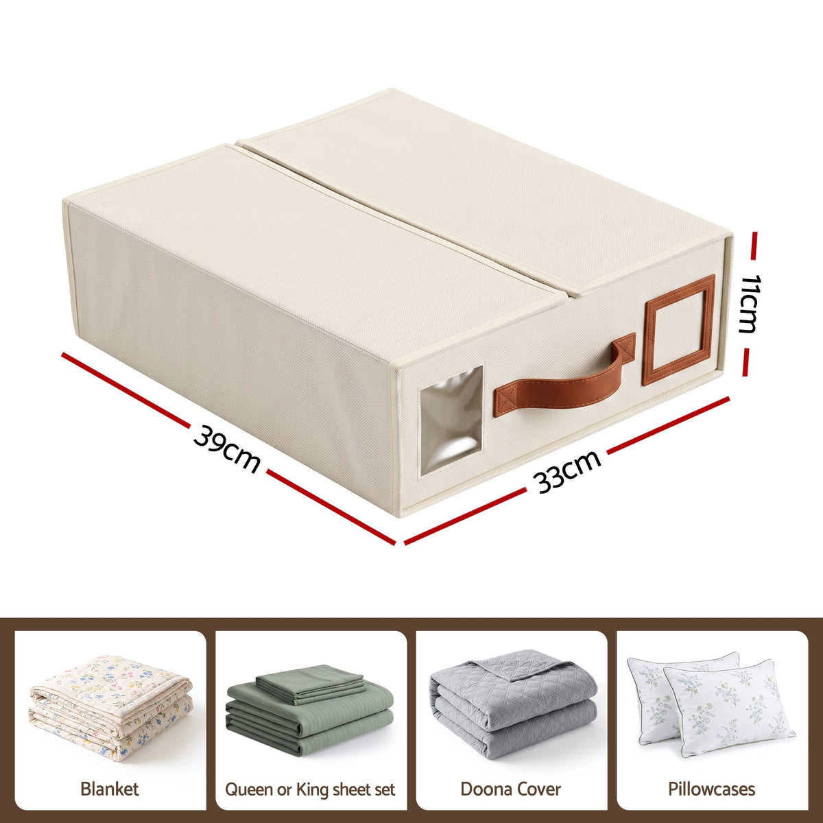 Bed Sheet Organisers Box 8Pcs Storage King Size Bedding Foldable Beige