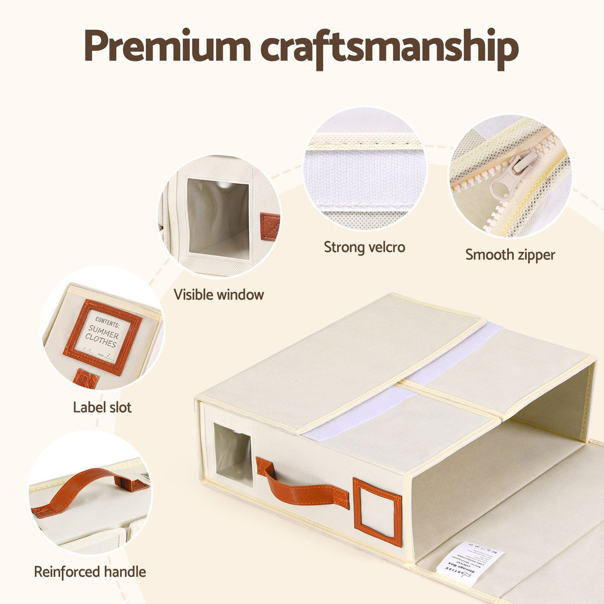 Bed Sheet Organisers Box 8Pcs Storage King Size Bedding Foldable Beige