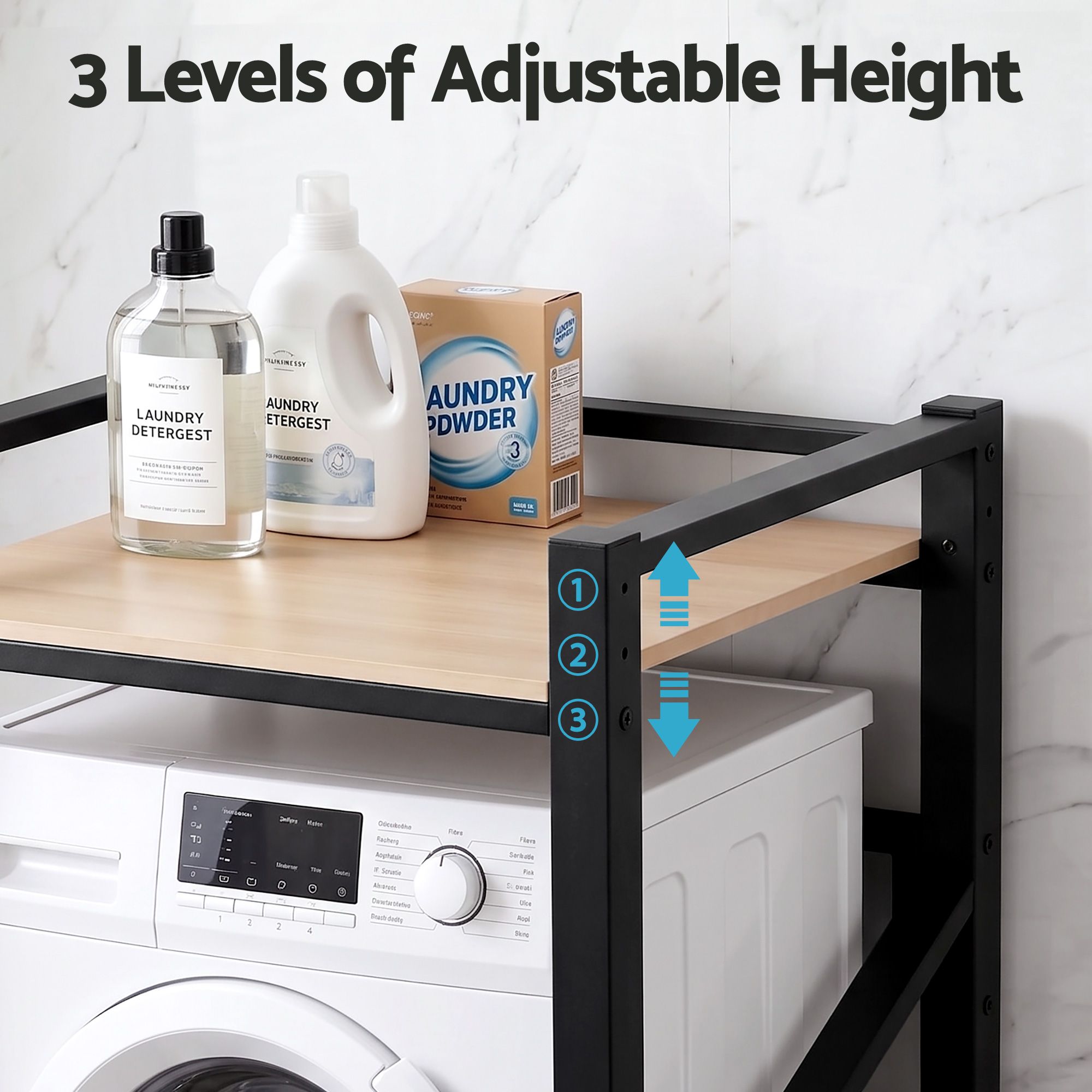 Over Washing Machine Rack – 200kg Heavy‑Duty Steel, 2‑Tier Laundry Shelf