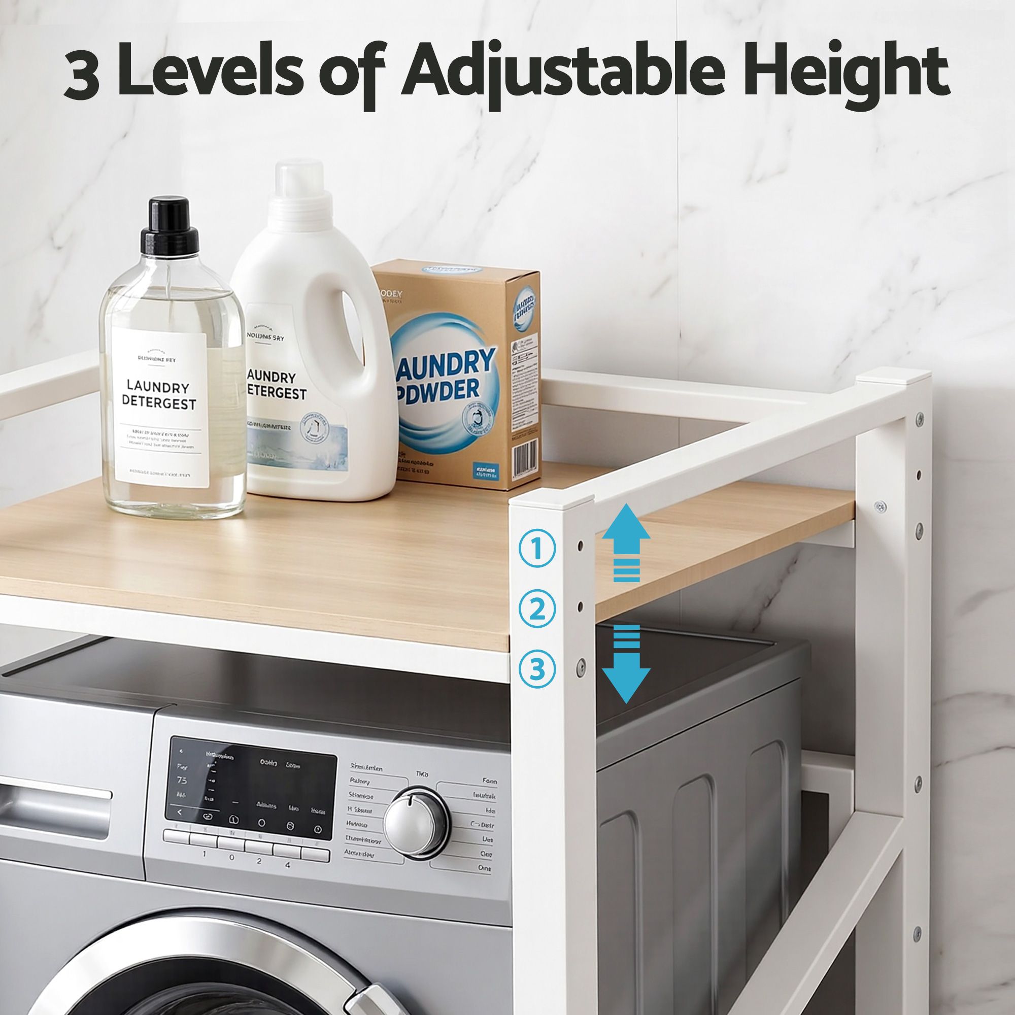 Over Washing Machine Rack – 75cm, 200kg Heavy‑Duty Steel, 2‑Tier Laundry Shelf