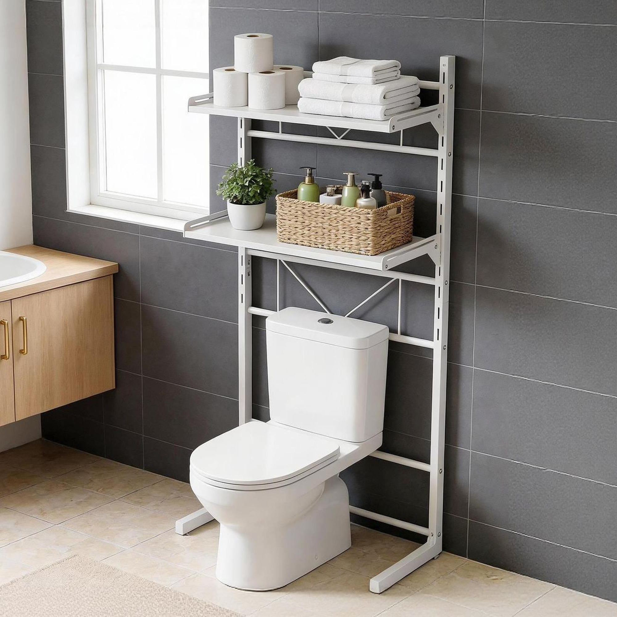 Over Toilet Bathroom Storage Shelf Rack Over Toilet 2 Tier