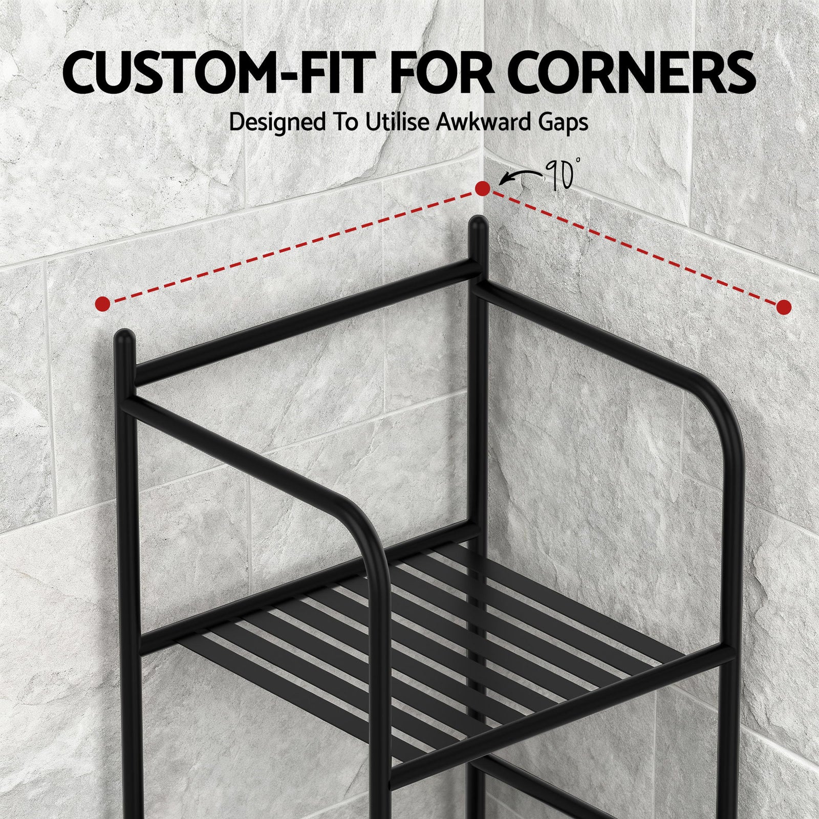 5 Tier Floor Standing Corner Shower Caddy Bathroom Organizer Black