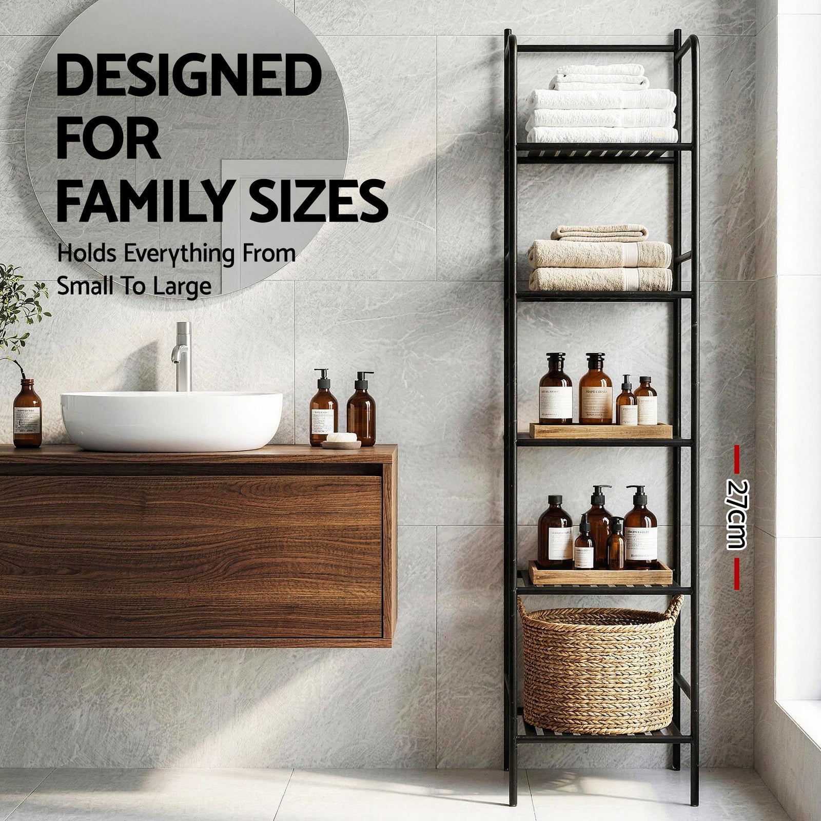 5 Tier Floor Standing Corner Shower Caddy Bathroom Organizer Black