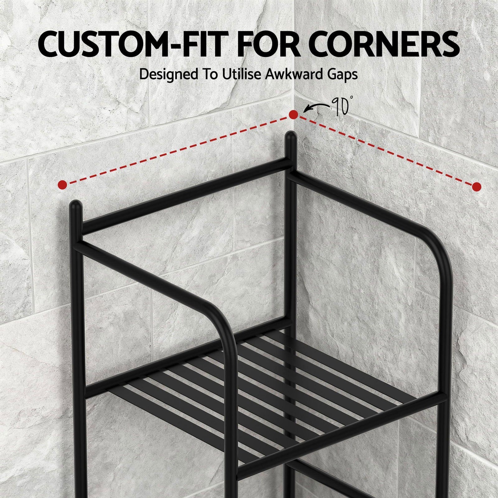 2X Floor Standing Corner Shower Caddy 5 Tier Bathroom Organizer Black