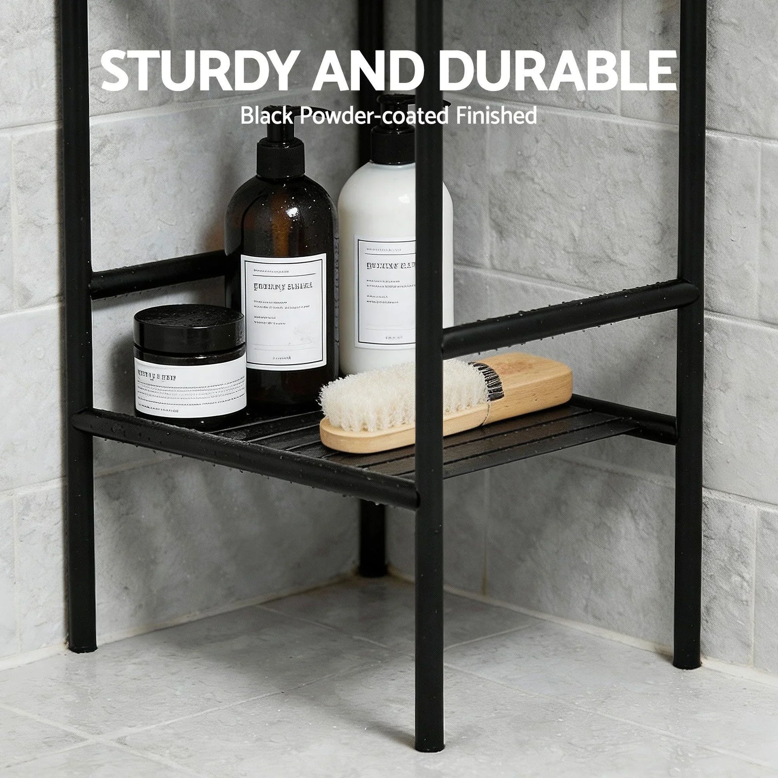 2X Floor Standing Corner Shower Caddy 5 Tier Bathroom Organizer Black