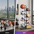 Ball Storage Rack Sports Equipment Organizer 7-Tier Holder for Garage Gym Black