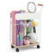 Yoga Mat Storage Rack Mobile Holder with Wheels Basket Home Gym Storage Organizer White