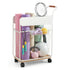 Yoga Mat Storage Rack Mobile Holder with Wheels Basket Home Gym Storage Organizer White