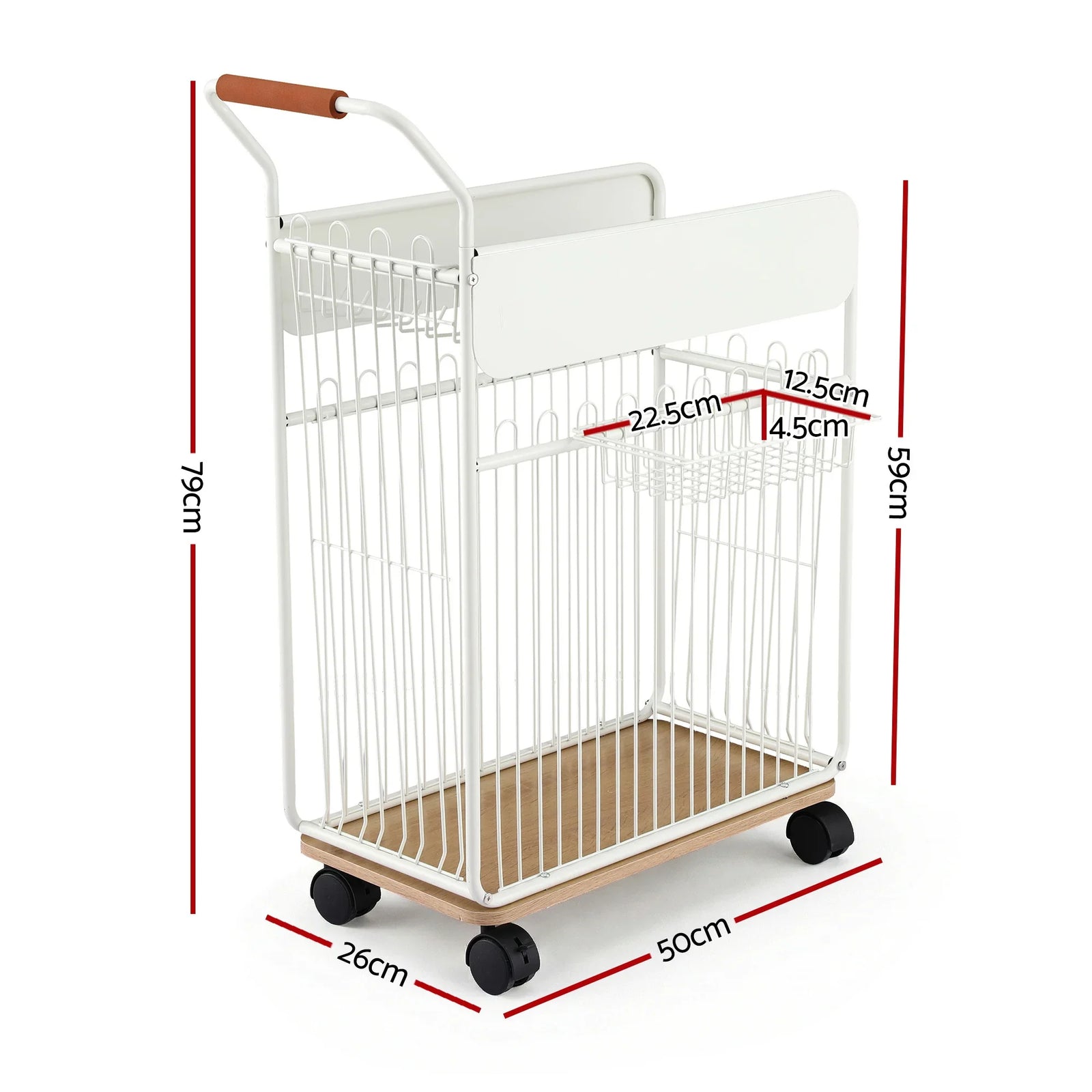 Yoga Mat Storage Rack Mobile Holder with Wheels Basket Home Gym Storage Organizer White