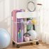 Yoga Mat Storage Rack Mobile Holder with Wheels Basket Home Gym Storage Organizer White
