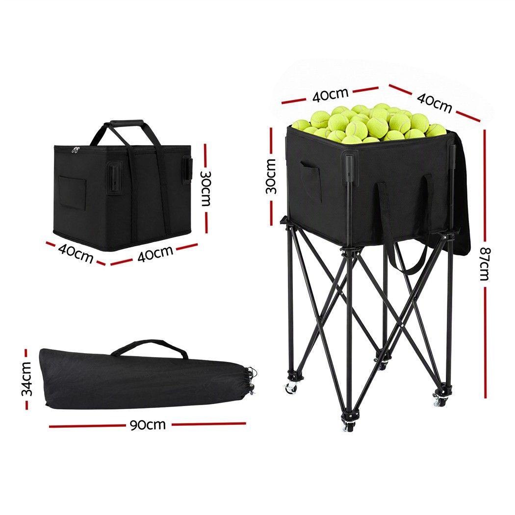 Foldable Tennis Hopper Stand with Wheels Holds Up to 150 Balls
