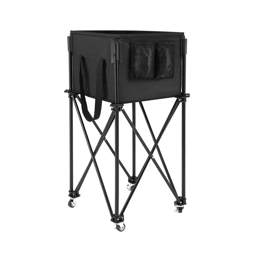 Foldable Tennis Hopper Stand with Wheels Holds Up to 150 Balls