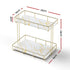 2X Bathroom Storage Rack 2 Tier Corner Organiser Gold Marble Look