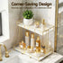 2X Bathroom Storage Rack 2 Tier Corner Organiser Gold Marble Look